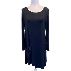 COMFY USA Black Knit Asymmetric Tunic Dress with Pocket‎ Size XSmall